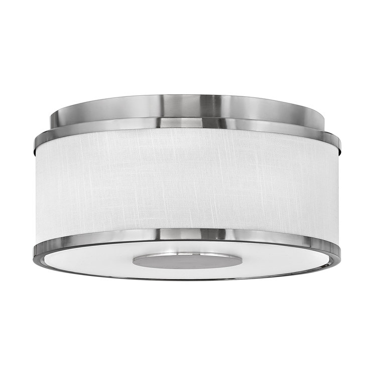 Black and Off-White LED Drum Flush Mount Light