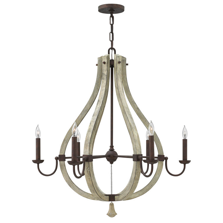 Middlefield Rustic Chic 6-Light Empire Chandelier in Iron Rust and Weathered Ash