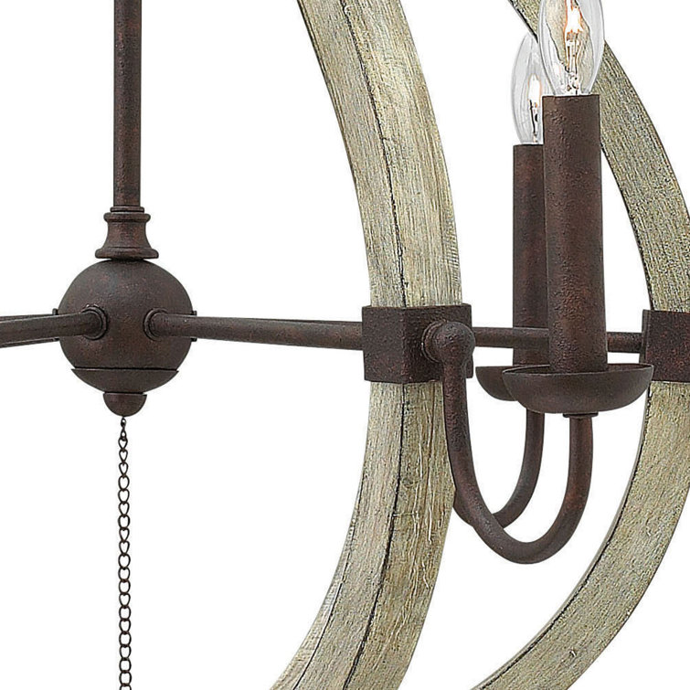 Middlefield Rustic Chic 6-Light Empire Chandelier in Iron Rust and Weathered Ash