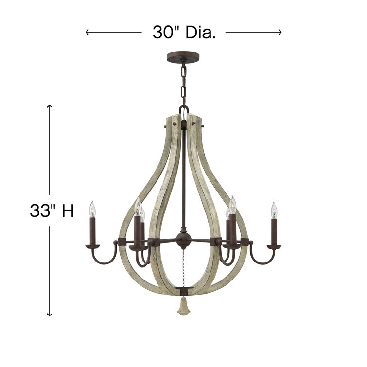 Middlefield Rustic Chic 6-Light Empire Chandelier in Iron Rust and Weathered Ash