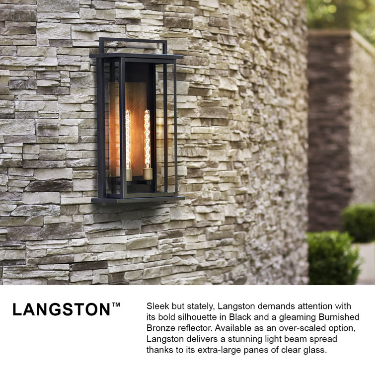 Langston Burnished Bronze and Black 2-Light Outdoor Wall Sconce