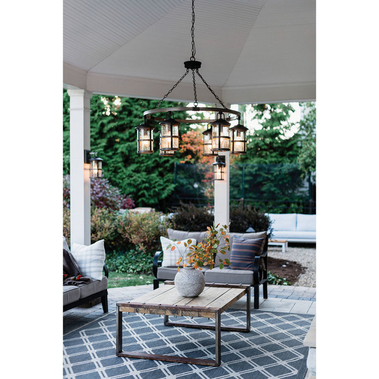 Aged Zinc and Driftwood Gray 6-Light Outdoor Chandelier
