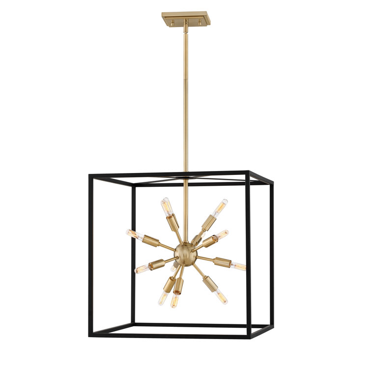 Aros Modern 12-Light Black and Polished Nickel Sputnik Chandelier