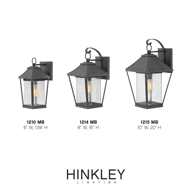 Palmer Black Aluminum Outdoor Wall Lantern with Seeded Glass