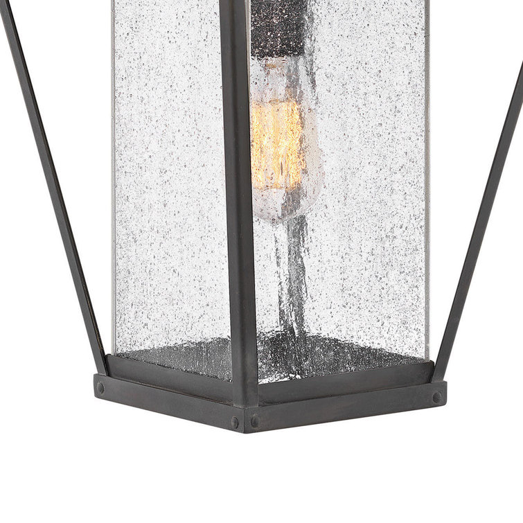 Palmer Black Aluminum Outdoor Wall Lantern with Seeded Glass