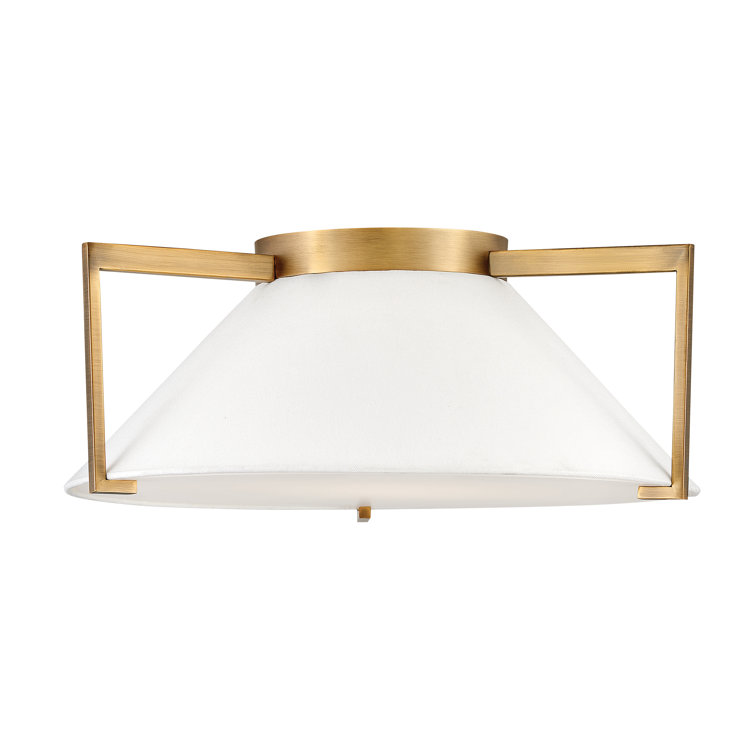 Transitional Brushed Bronze 20" LED Drum Flush Mount with Etched Acrylic