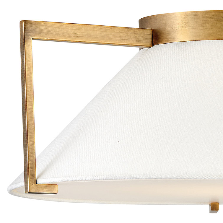 Transitional Brushed Bronze 20" LED Drum Flush Mount with Etched Acrylic
