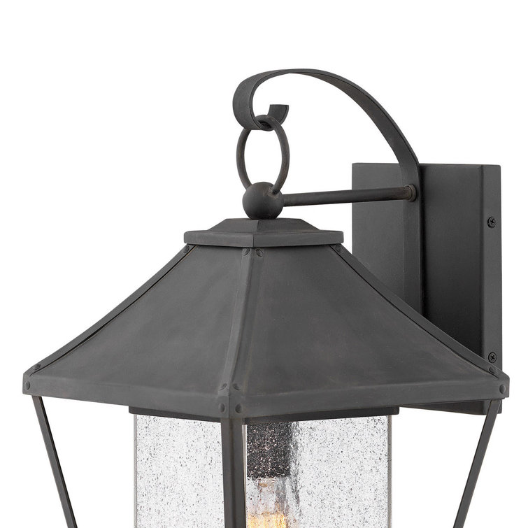 Palmer Black Aluminum Outdoor Wall Lantern with Seeded Glass
