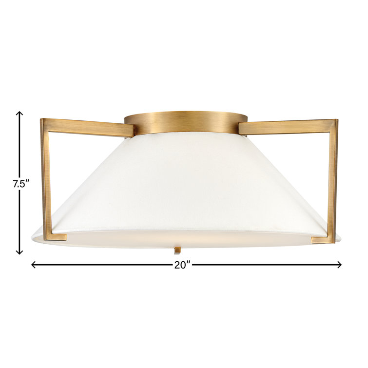 Transitional Brushed Bronze 20" LED Drum Flush Mount with Etched Acrylic