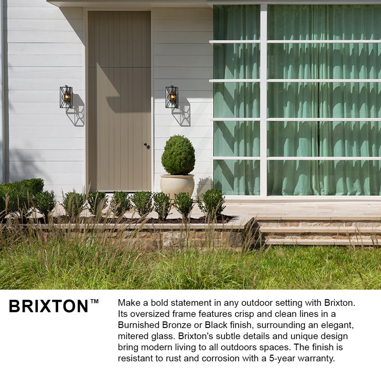 Brixton Black Outdoor Wall Light with Clear Glass