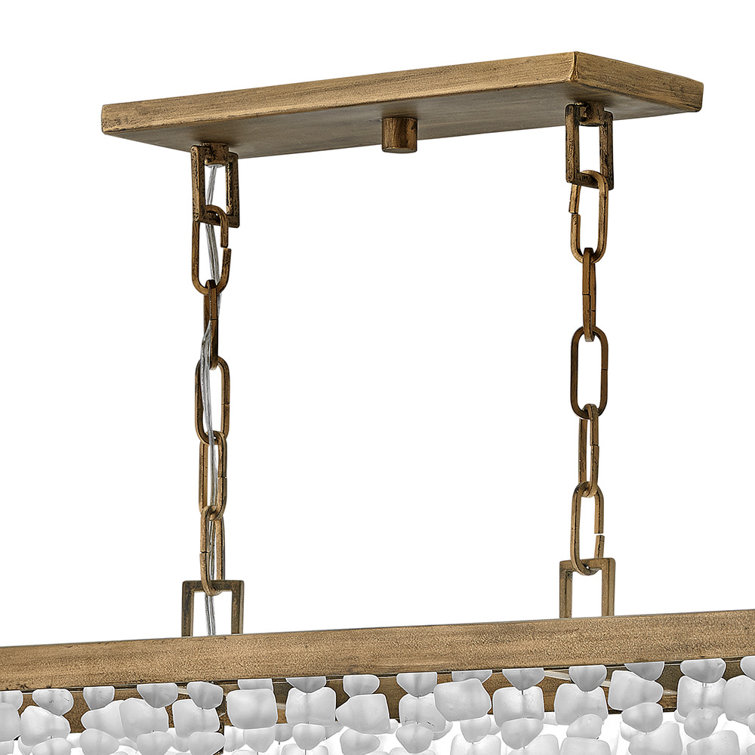Burnished Gold 5-Light Chandelier with Sea Glass