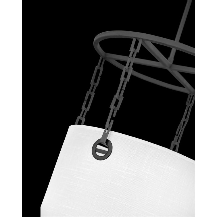 Tribeca Modern 30'' Black Drum Pendant Chandelier with White Shade