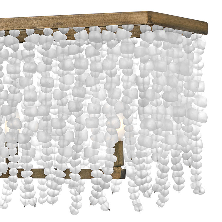 Burnished Gold 5-Light Chandelier with Sea Glass