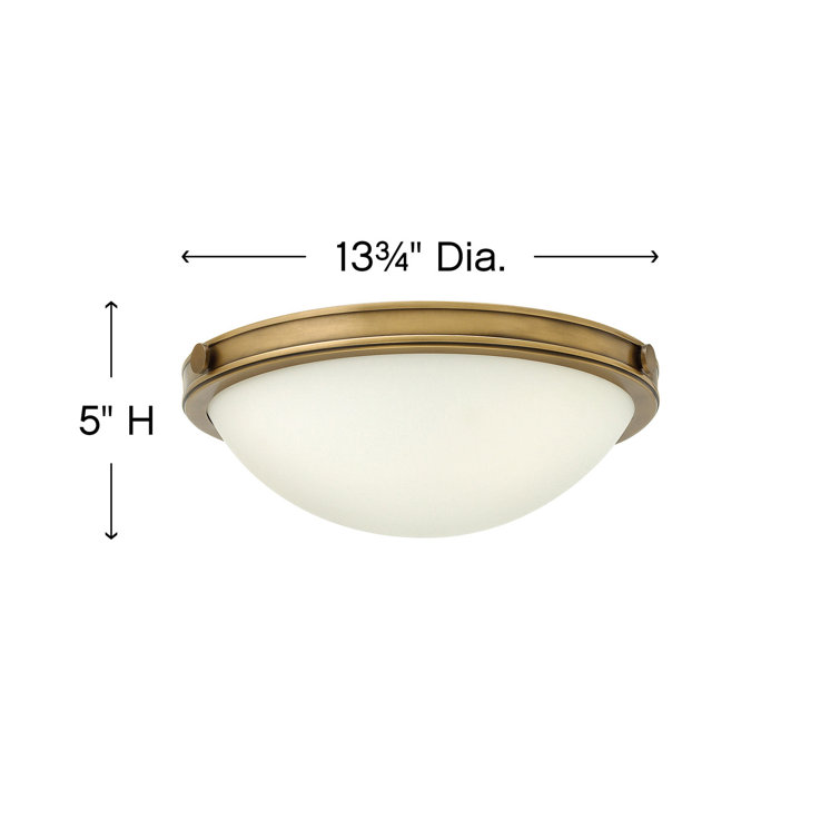Transitional Antique Nickel Bowl LED Flush Mount with Etched Opal Glass