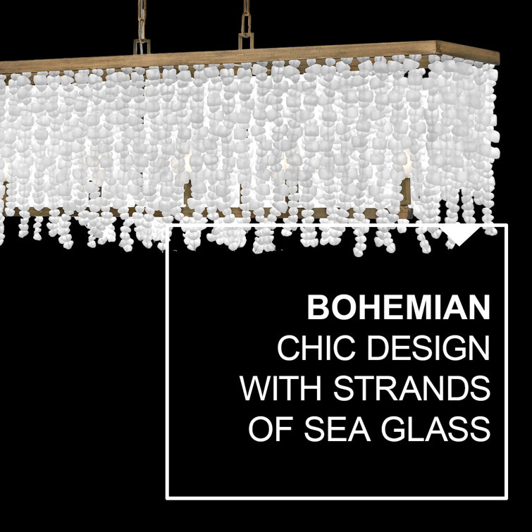 Burnished Gold 5-Light Chandelier with Sea Glass