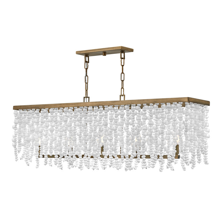 Burnished Gold 5-Light Chandelier with Sea Glass