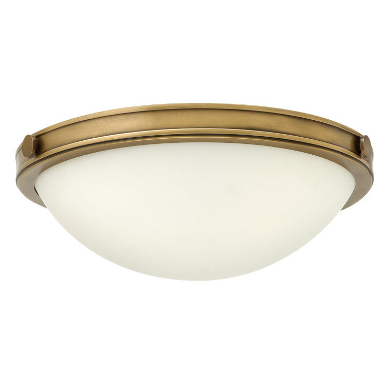 Transitional Antique Nickel Bowl LED Flush Mount with Etched Opal Glass