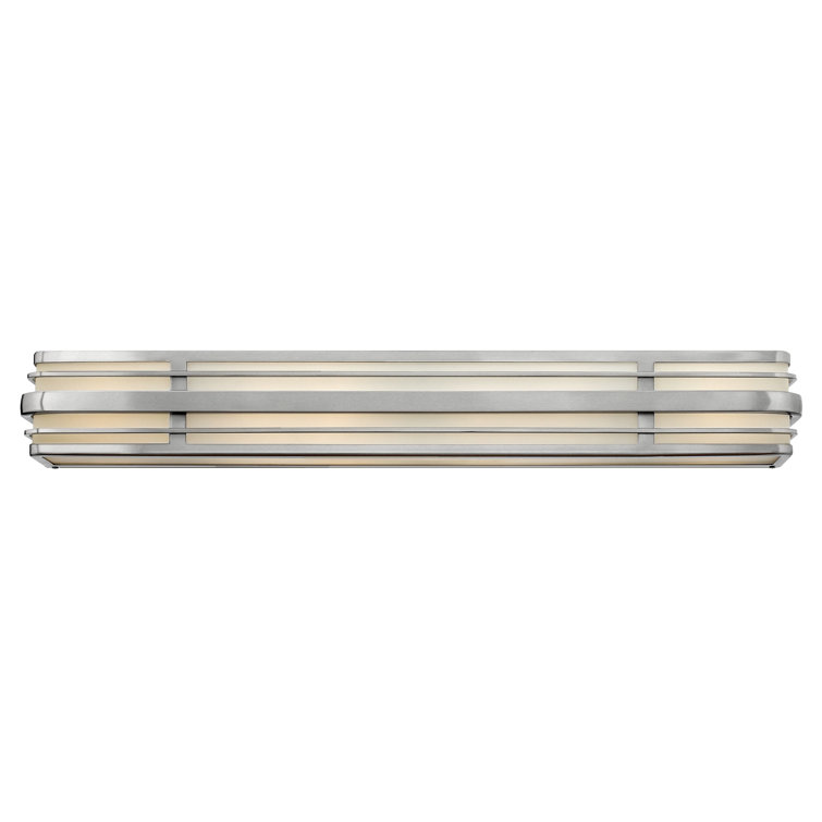 Winton 37.25" Chrome Vanity Light with White Etched Glass Panels