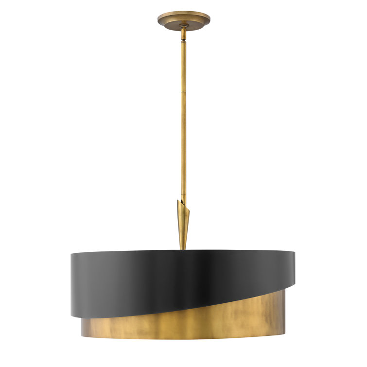 Heritage Brass 5-Light Fabric Drum Chandelier