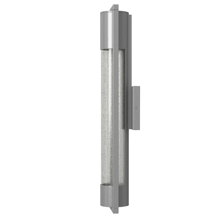 Sleek Satin Black Outdoor Wall Sconce with Seedy Glass