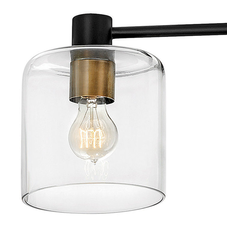 Axel Modern 7-Light Black/Heritage Brass Cluster Semi-Flush Mount with Clear Glass