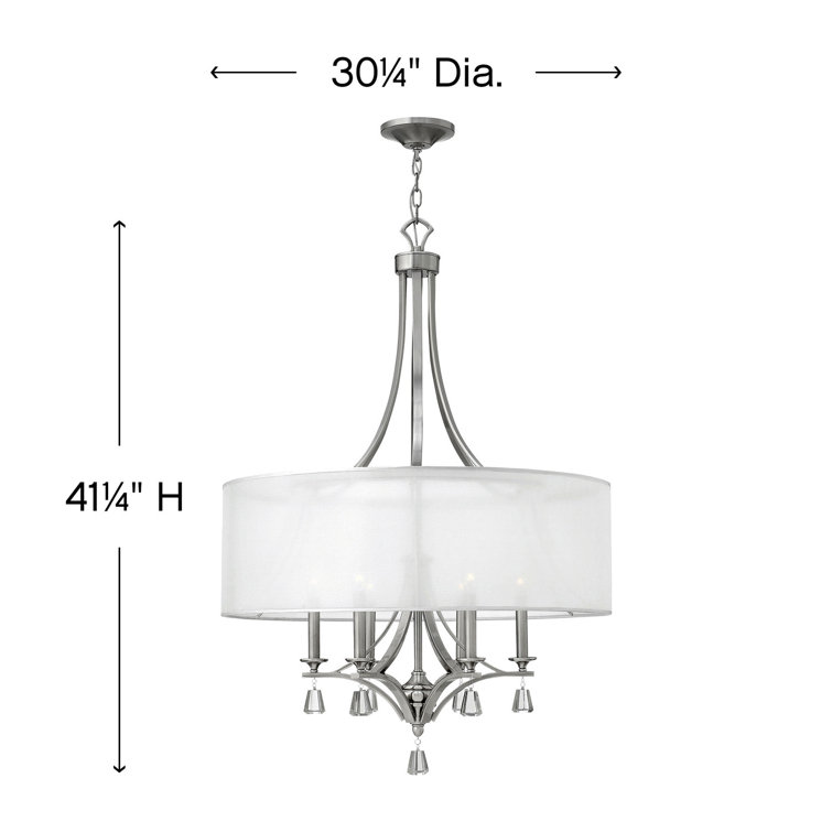 Brushed Nickel 30.25" Drum Chandelier with Sheer Shade