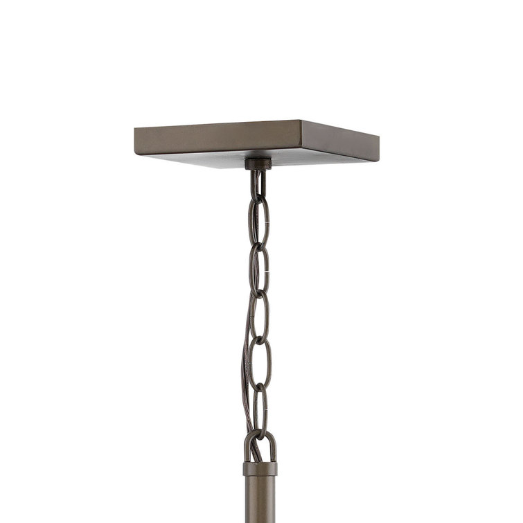Rhodes Warm Bronze 4-Light LED Outdoor Chandelier with Clear Seedy Glass