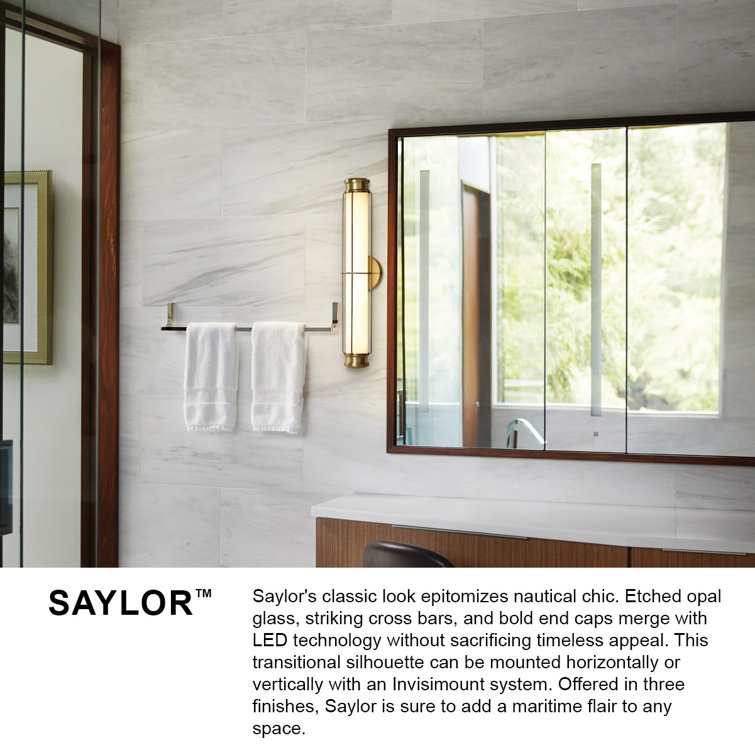 Saylor 24" Heritage Brass Dimmable LED Bath Vanity Light