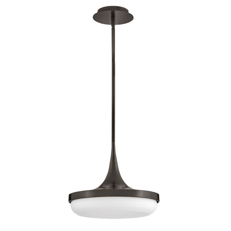 Elsa Black Oxide 32W LED Convertible Pendant with Cased Opal Shade