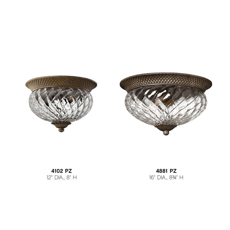 Pearl Bronze 3-Light Indoor/Outdoor Flush Mount with Clear Optic Glass