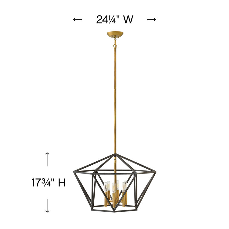 Aged Zinc Brass Cage 6-Light Chandelier