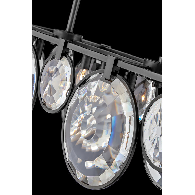 Nala Black Crystal 8-Light Linear Chandelier