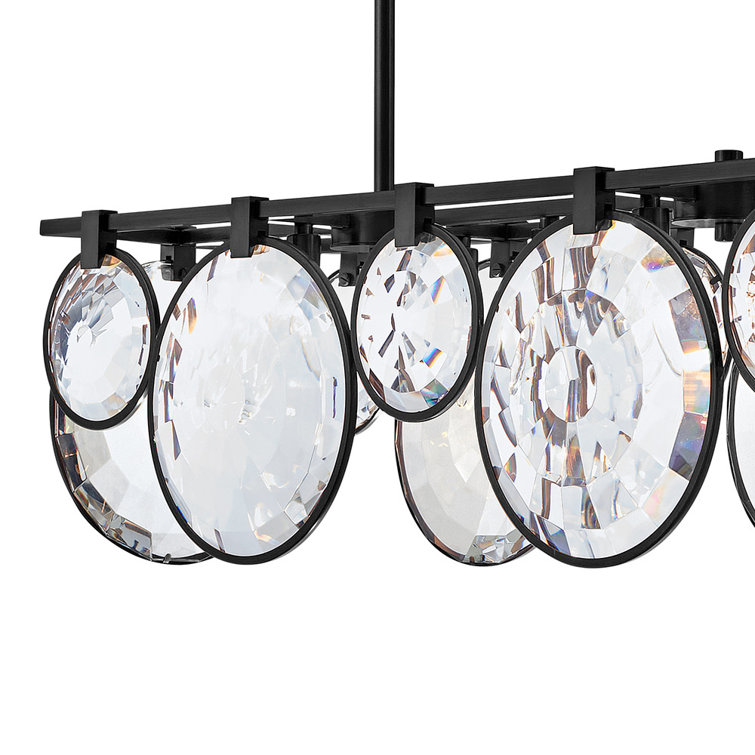 Nala Black Crystal 8-Light Linear Chandelier