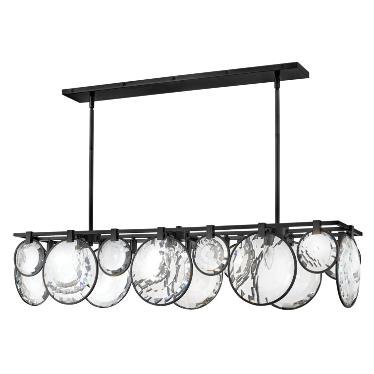 Nala Black Crystal 8-Light Linear Chandelier