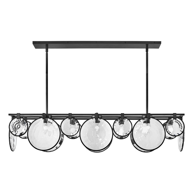 Nala Black Crystal 8-Light Linear Chandelier