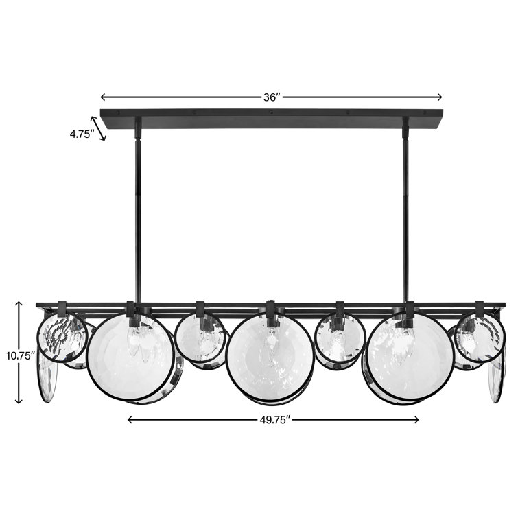 Nala Black Crystal 8-Light Linear Chandelier