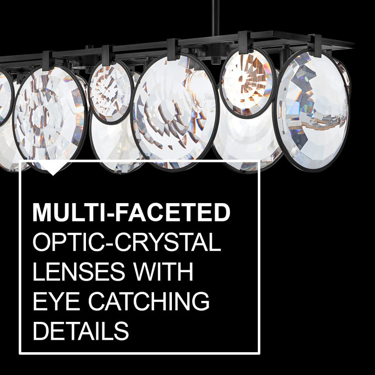 Nala Black Crystal 8-Light Linear Chandelier