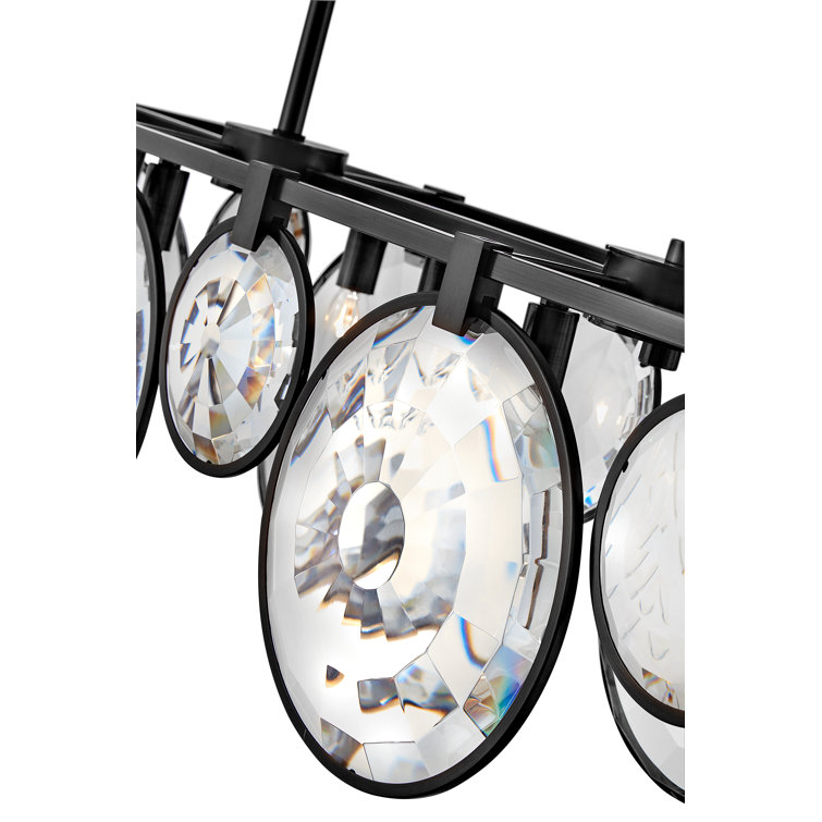 Nala Black Crystal 8-Light Linear Chandelier