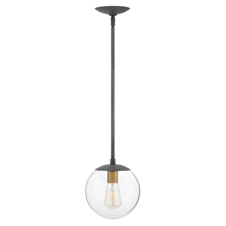 Aged Zinc Globe Pendant with Clear Glass - Mid-Century Modern