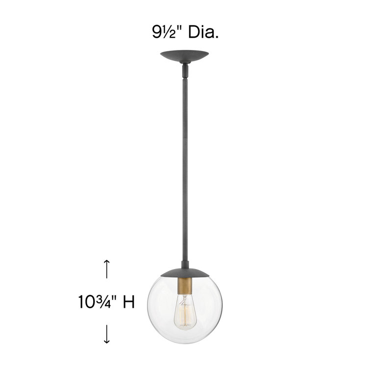 Aged Zinc Globe Pendant with Clear Glass - Mid-Century Modern
