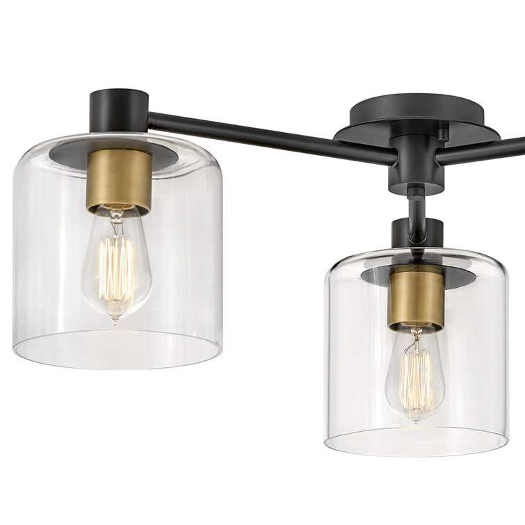Axel Black and Heritage Brass 3-Light Indoor/Outdoor Flush Mount