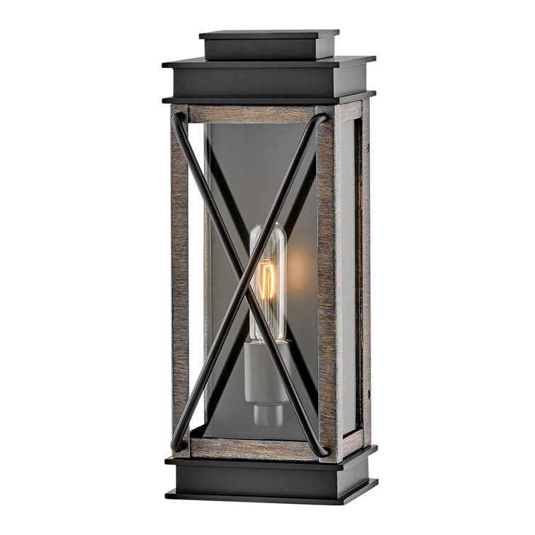 Montecito Modern Elegance Black Lantern Wall Light with Clear Glass