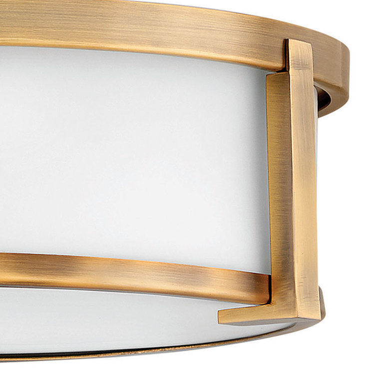 Lowell 3-Light LED Drum Flush Mount in Brushed Bronze with Etched Opal Shade