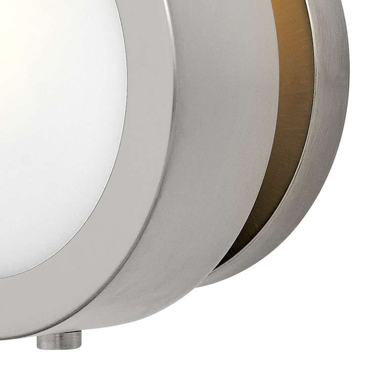 Brushed Nickel Circular Wall Sconce with Opal Glass