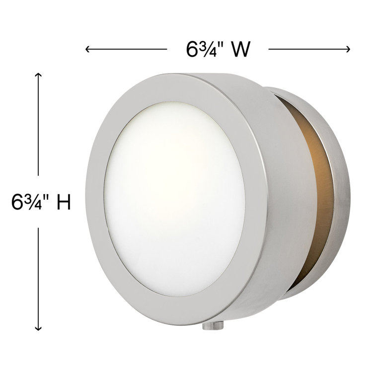 Brushed Nickel Circular Wall Sconce with Opal Glass
