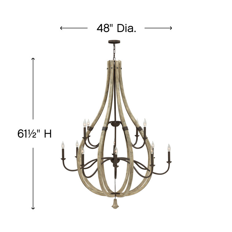 Middlefield 12-Light Iron Rust & Weathered Ash Crystal Chandelier