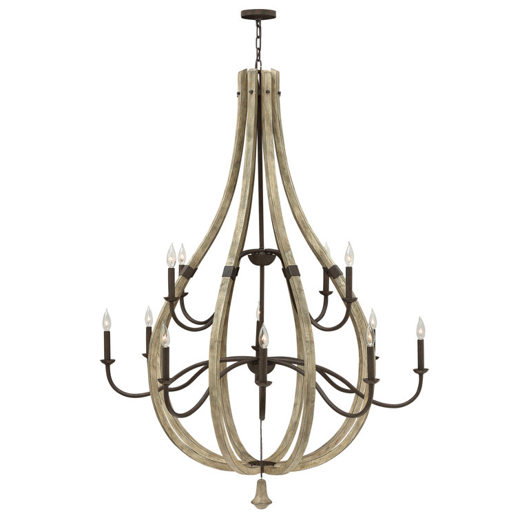 Middlefield 12-Light Iron Rust & Weathered Ash Crystal Chandelier