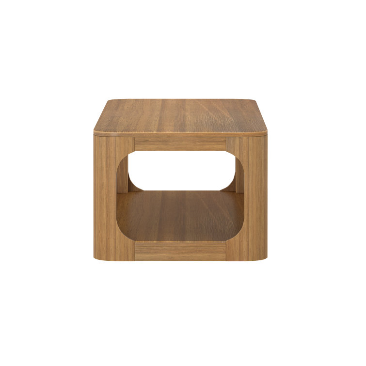 Pecan 48" Modern Rectangular Solid Wood Coffee Table with Shelf