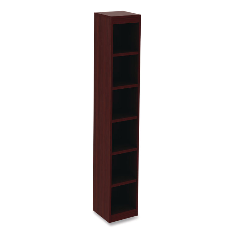 Mahogany Narrow Profile Six-Shelf Adjustable Bookcase
