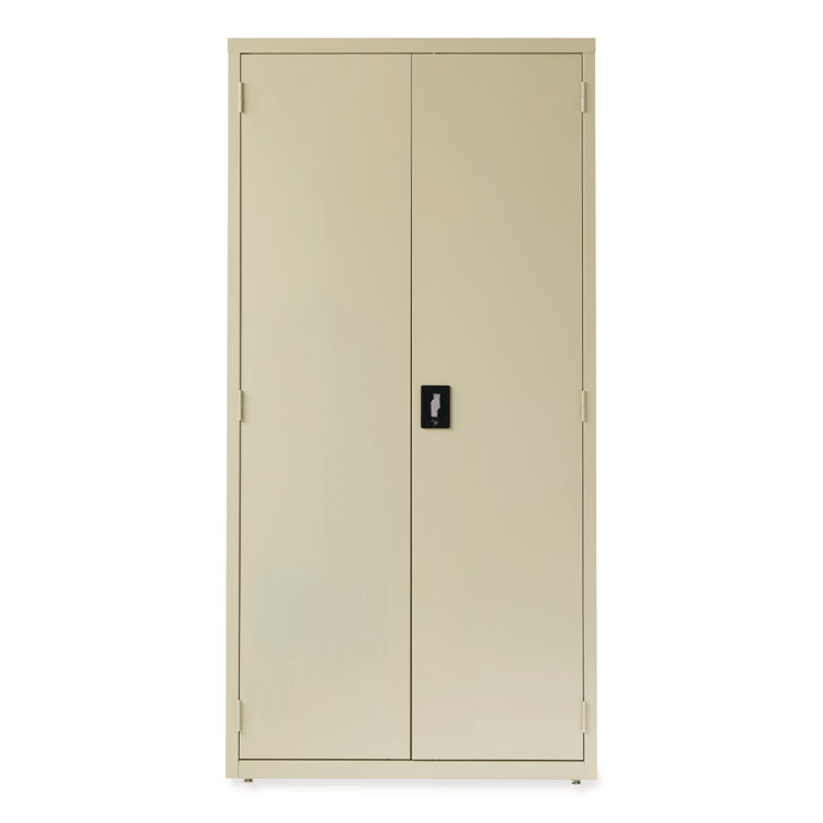 Sleek 80'' Black Steel Lockable Storage Cabinet with Adjustable Shelving